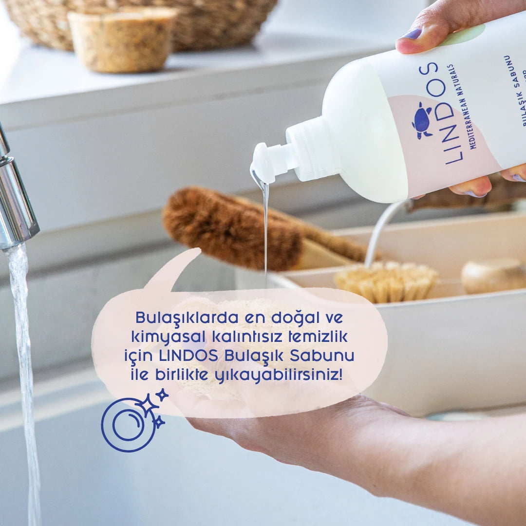 Lindos Naturals %100 Doğal Kabak Lifinden 2'li Sıfır Atık Bulaşık Süngeri – Biyobozunur, plastik içermeyen çevre dostu bulaşık süngeri