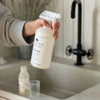 Lindos Naturals Boş Sprey Şişe & Ölçü Kapağı Seti 600ml – Refill konsantre temizleyici ile yeniden kullanım için cam sprey şişe ve dozaj aksesuarı