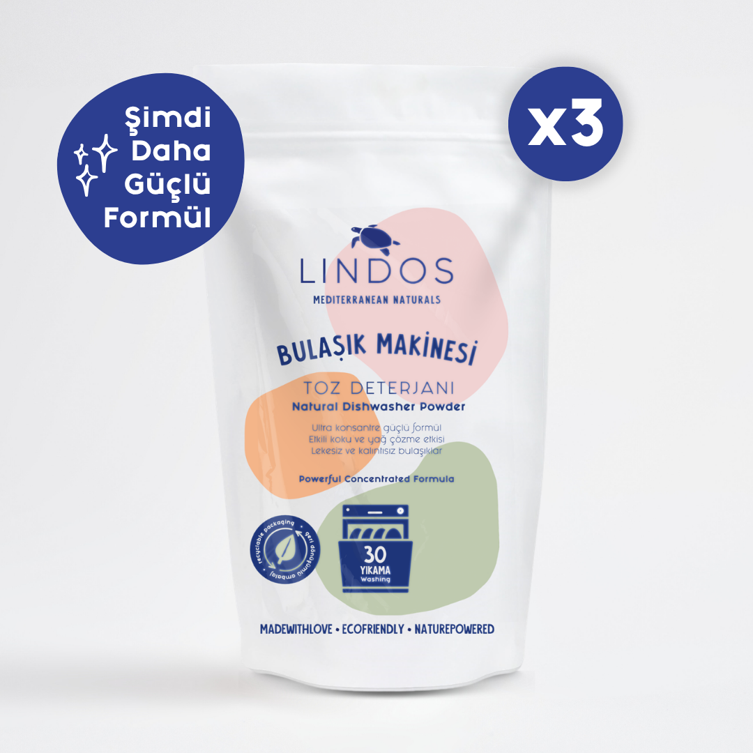 Lindos Naturals Doğal Bulaşık Makinesi Toz Deterjanı – Bitkisel bazlı, klorsuz ve zararlı kimyasal içermeyen biyoçözünür bulaşık makinesi toz deterjanı