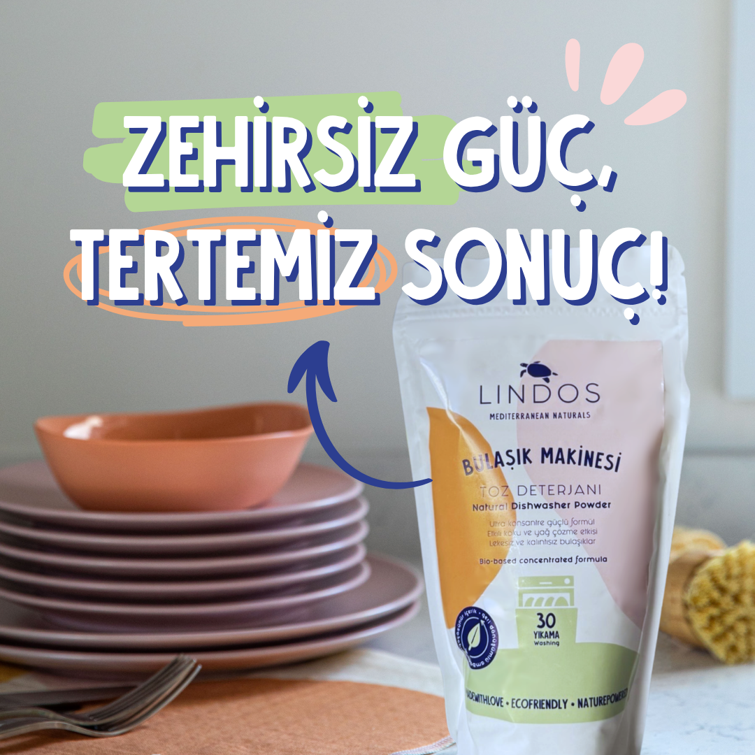 Lindos Naturals Doğal Bulaşık Makinesi Toz Deterjanı – Bitkisel bazlı, klorsuz ve zararlı kimyasal içermeyen biyoçözünür bulaşık makinesi toz deterjanı