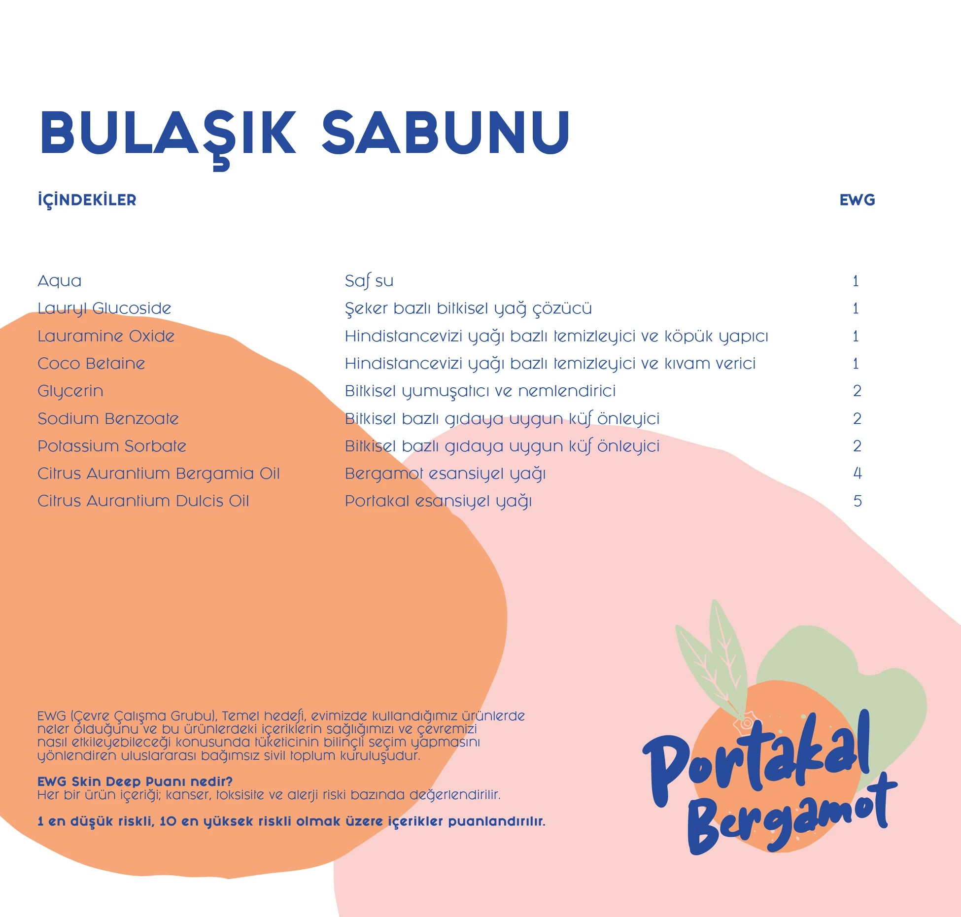 Doğal Elde Bulaşık Deterjanı Bitkisel Sabun - Portakal & Bergamot 5 lt