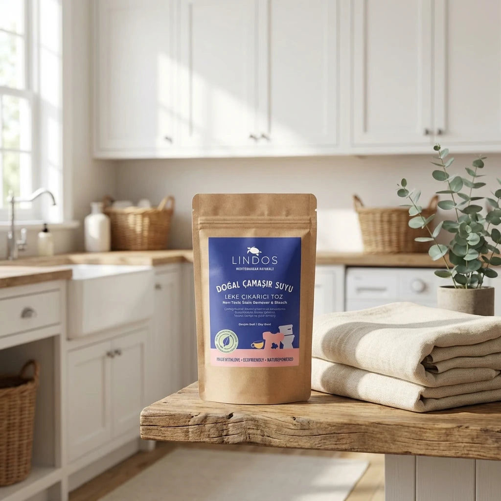 Lindos Naturals Doğal Leke Çıkarıcı Çamaşır Suyu Tozu – Bitkisel bazlı, klorsuz ve zararlı kimyasal içermeyen biyoçözünür leke çıkarıcı toz