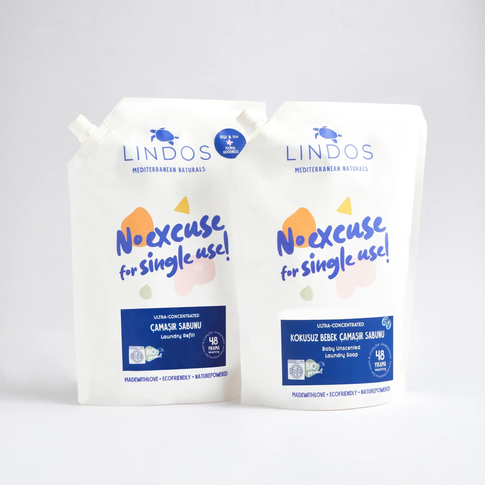 Lindos Naturals Ekonomik Aile Boy Çamaşır Seti – Büyük aile kullanımı için kokusuz ve gül-itır kokulu doğal çamaşır deterjanı ve leke çıkarıcı seti
