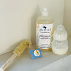 Lindos Naturals Emzik Biberon ve Oyuncak Temizleme Seti – Bebek aksesuarları için doğal bitkisel temizleyici ve ahşap biberon fırçası seti