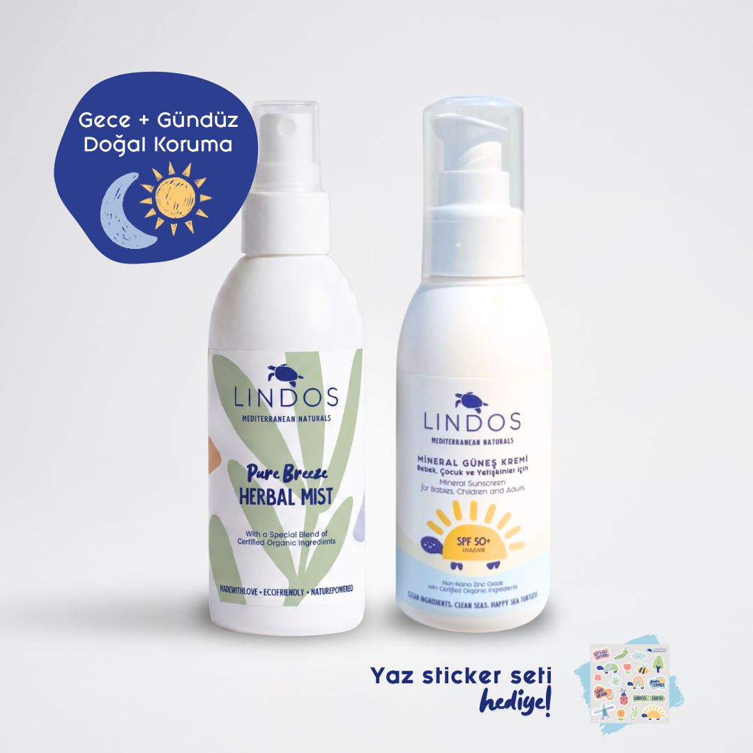 Lindos Naturals Gece + Gündüz Koruma Seti – Doğal formüllü, gece ve gündüz kullanıma uygun sürdürülebilir koruyucu ürün seti