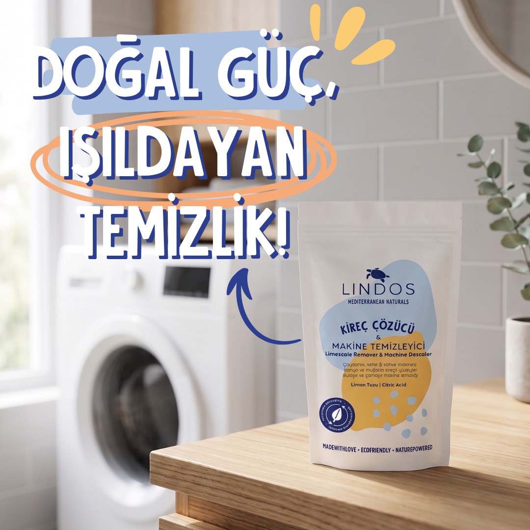 Lindos Naturals Doğal Kireç Çözücü Çamaşır ve Bulaşık Makinesi Temizleyici – Sitrik asit bazlı, doğal kireç ve tortu çözücü, çamaşır ve bulaşık makinesi bakım tozu
